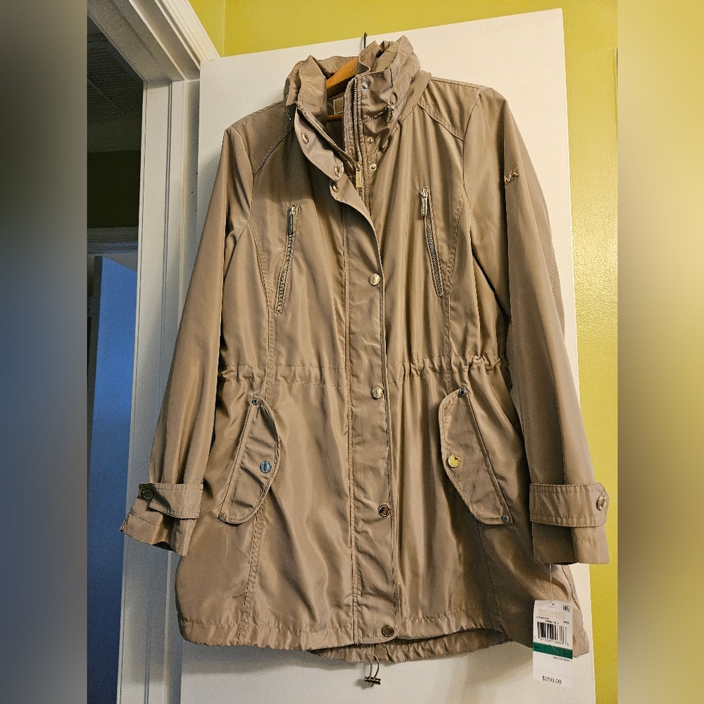 Michael Kors Taupe Anorak Rain Jacket